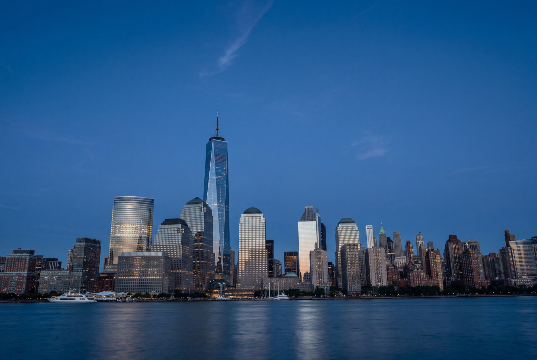 New York City skyline at sunset